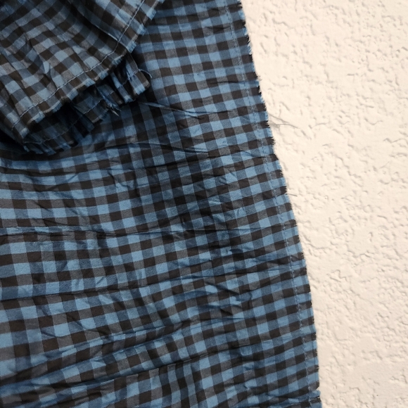 Free People Women's Sz. 6 Black & Blue Gingham Plaid Silk Wrap Dress - Picture 8 of 13